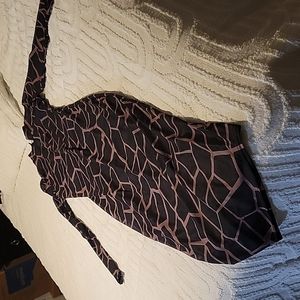 Sinuous Stripe Print Sexy Dress Sheer Mesh Long Sleeve Back